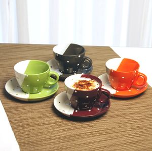 Kaffeetassen 4er Set Stoneware Dekor Dots