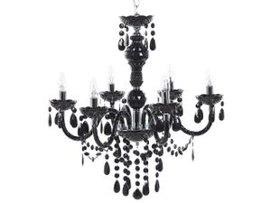 BELIANI Kronleuchter Schwarz Kunststoff / Metall 6-flammig mit Kristallen Venezianischer Glamour Stil Elegant Wohnzimmer Schlafzimmer
