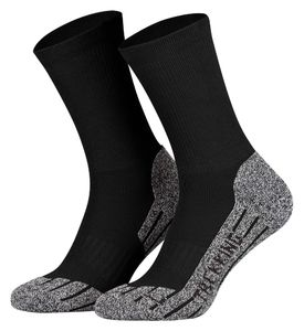 Tobeni 2 Paar Coolmax (Polyesterfasern) Wandersocken Sportsocken Trekkingsocken Outdoor-Socken lang für Damen und Herren, Farbe:Schwarz, Grösse:47-49