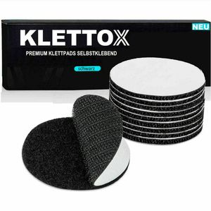KLETTOX [6] Klettpad Klettverschluss Klettband Klettpunkte selbstklebend schwarz