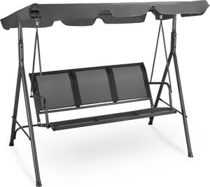 Outtec® Hollywoodschaukel, Gartenschaukel mit Sonnendach - 3-Sitzer, bis 220 kg - Gartenliege, Schaukelbank mit verstellbarem Dach für Garten, Outdoor