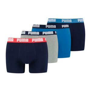 PUMA Herren Boxer Shorts, 4er Pack - Basic Boxer ECOM, Cotton Stretch, Everyday Blau L