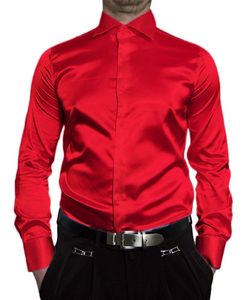 Herren Designer Glanz Hemd bügelleicht Schwarz Weiss Rot Pink Hellblau Gold Silber Beige New Kent, Größe klassische Hemden:39 / M, Farbe Klassische Hemden:Rot