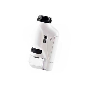Prenosný 60x-120x LED vreckový mikroskop s asférickým objektívom Ručný mikroskop so svetlom pre deti Najlepšia vzdelávacia hračka biela | MINISCOPE