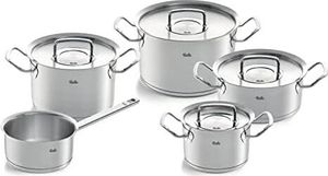 Fissler Original-Profi Collection / Edelstahl-Kochtopfset, 5-teilig, Töpfe mit Metall-Deckel (3 Kochtöpfe,1 Bratentopf 1 Stielkasserolle-deckellos) - Induktion