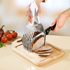 Bratenzange Schneidehilfe Bratenschneider Tranchierhilfe Schneidhilfe Edelstahl