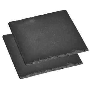 10 Stück Kesper Servierplatte, Schieferplatte, Buffet-Platte, (5 x 2er Pack), geölt, Maße: ca. 200 x 200 mm, in schwarz