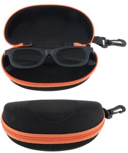 GKA Hartschalen Brillenetui für Überbrille Sonnenbrille große Brille Hartschale Etui schwarz / orange mit Reißverschluss