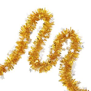 Lametta-Twist-Garland-Fade-resistente dichte wunderschöne Folie Wahnsinnige Außen im Freien Weihnachtsbaum Girlanddekor für Party-Golden