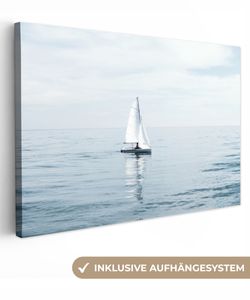 OneMillionCanvasses® - Leinwandbilder - 150x100 cm, Meer - Segelboot - Blau, Wandbilder Kunstdruck Wanddekoration