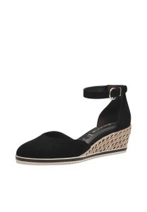 Tamaris Damen Pumps Espadrille Leder Keil Sandale Fesselriemen 1-22309-42, Größe:38 EU, Farbe:Schwarz