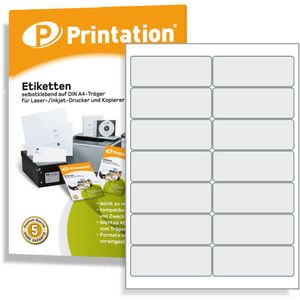 Printation Universal Etiketten 99,1 x 38,1 mm selbstklebend blanko weiß bedruckbar - Internetmarke Adressetiketten - 1400 Labels auf 100 DIN A4 Bogen 2x7 - L7163 4678