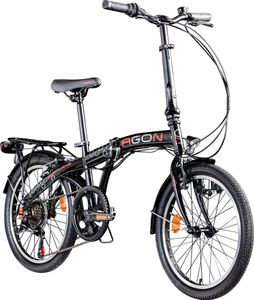 Agon Parklane Klapprad für Damen und Herren 150 - 185 cm 6 Gang Fahrrad Faltrad StVZO schwarz/rot