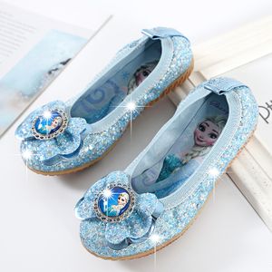 Cute Elsa Prinzessin Tanzschuhe Freizeit Paillette Ballerinas flache Schuhe für Mädchen Geschenk Blau Größe29