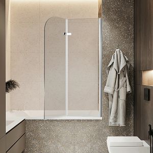 Jopassy kabina prysznicowa składana parawan do wanny przystawka do wanny parawan prysznicowy wykonany z 6mm NANO Easy Clean GLASS 2-częściowy składany 100*140CM srebrny