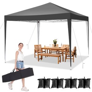 Faltpavillon 3x3m Pop Up Pavillion Gartenzelt Gartenpavillon Partyzelt UV-Schutz 50+ Wasserdicht, inkl .Tasche, 4 Sandsack, schwarz