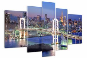 Tulup Bild Glasbild 5 Teile 170x100 cm Wandkunstdrucke - Brücke in Tokio.