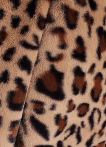 Frauen mit Kapuze Faux Pelz Mantel Leopardenmuster mit langen aermeln Seitentaschen Casual Crop Jacke Mantel Outwear2XL