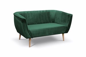 QLA Möbel 2-Sitzer PAS Stoffsofa in Grün: Skandinavische Couch mit hohen Holzbeinen, Sitzfläche und Rückenlehne gepolstert