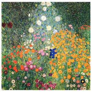 Legendarte - Kunstdruck auf Leinwand - Der Blumengarten Gustav Klimt - Wanddeko, Canvas cm. 90x90