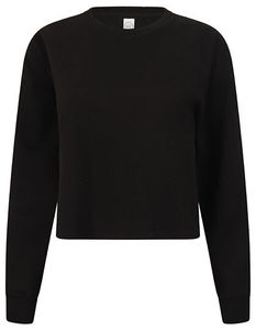 SF Women Damen Cropped Slounge Sweat Sweatshirt SK515 black L