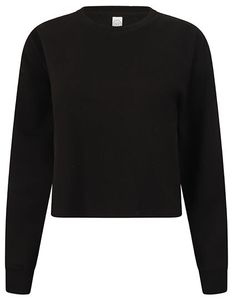 SF Women Damen Cropped Slounge Sweat Sweatshirt SK515 black M