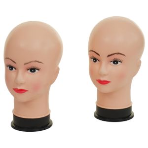 2x Mannequin-Kopf MCW-G81, Perückenpuppe weiblich Frau Schaufensterfigur Puppe Schaufensterpuppe, 30cm