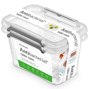 Plastový Úložný Box Kontajner Kôš S Vekom Antibakteriálna Škatuľa Na Skladovanie Potravín Liekov 2X 0,65 L