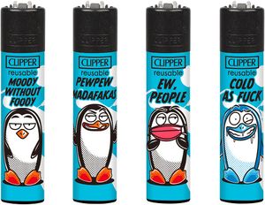 Clipper Feuerzeuge 4er Set: Pinguine 2