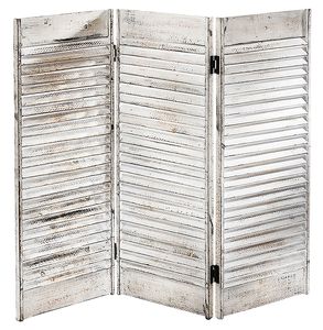 Kobolo Paravent Tischparavent Fenstersichtschutz -white washed- 90x81 cm - Trennwand klein schmal klappbar Spanische Abtrennung stehend Wand Table