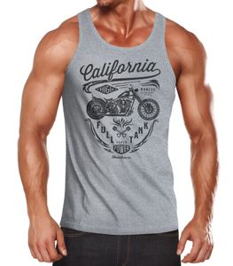 Herren Tank-Top Biker Motorrad Schriftzug California Full Tank Muskelshirt Muscle Shirt Neverless® grau XL