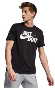 Nike Herren Sport-Freizeit-Fitness-T-Shirt NIKE NSW TEE JUST DO IT schwarz weiß, Größe:M