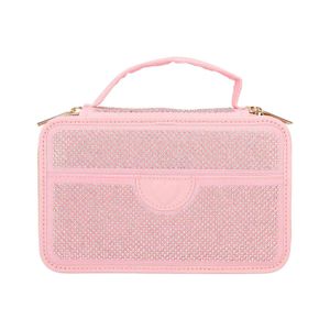 Depesche 12167 TOPModel 3-Fach Federtasche GLAM rosé Glitzersteinchen + Henkel