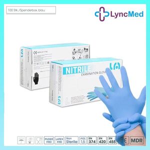 100x Lyncmed Nitrilhandschuhe Medizinische Untersuchungshandschuhe blau, ungepudert