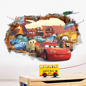 3D Beschädigten Wand Karikatur Autos Flugzeuge Wandsticker, Kinderzimmer Babyzimmer Entfernbare Wandtattoos Wandbilder