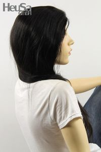 Braune Perücke Echthaar lang Frauenperücke echtes Haar 61 cm handgeknüpft