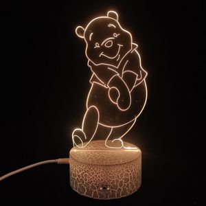 3D Kinder Winnie Pooh LED Leuchtend Nachtlicht 16 Farbumwandlung USB/Batterie mit Touch Control Nachtlampe #8