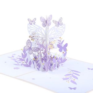 Begrüßungskarte 3D Faltbarer Papier Muttertag Geschenksegen Karte für Zuhause-Lila