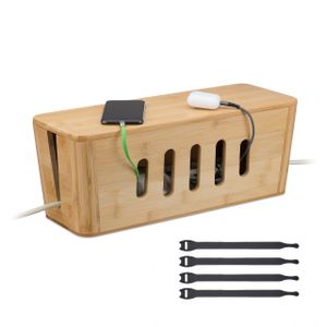 relaxdays Kabelbox aus Bambus