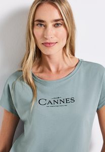 Street One Rundhalsshirt 'Shirt mit Folien-Wording', A323740, arona blue, Gr. 40