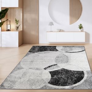 Teppich Wohnzimmer Kurzflor Marokkanische Kreis Und Bordüren Muster Modern Grösse 80x150 cm
