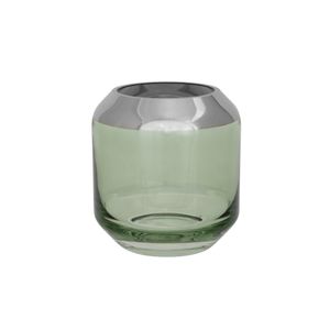 Fink Teelichthalter, Vase Smilla hellgrün, silberfarben Glas Höhe 9 cm