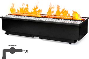 Dimplex Cassette 1000 Pro Kamineinsatz mit Festwasseranschluss, Opti-myst 3D Modell 2025: Kieswanne 50 cm, weiße Steine