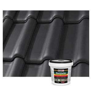 Isolbau Dachfarbe Schwarz 1,5 kg Sockelfarbe Fassadenfarbe Dachbeschichtung RAL Farbe