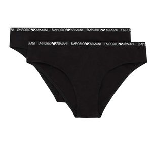 Emporio Armani Underwear Damen Bi-Pack Brief Iconic Cotton Unterwäsche, Black, L