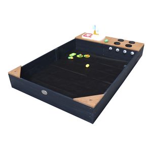 AXI Kelly Sandkasten aus Holz mit Sitzecken & Spielküche inklusive Spüle | Sandbox für Kinder in Anthrazit & Braun | 180 x 115 cm