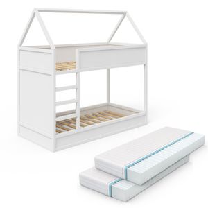 Poschodová posteľ Livinity® Massimo, 90x200 cm s 2 matracmi, biela