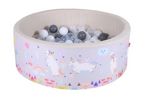 Bällebad soft - "Unicorn grey" - 150 balls grey/white/transparent