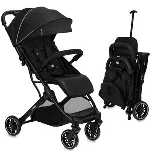 MoMi ESTELLE LIGHT Buggy Kinderwagen - Leicht, Stoßdämpfung 4 Räder, Koffer - Schwarz