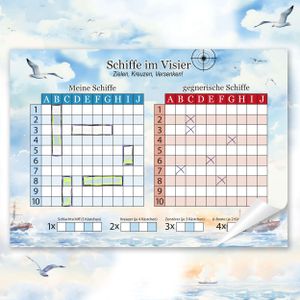 Schiffe versenken Spiel - A4 Block mit 50 Blatt: Das Klassiker Spiel im Frischen Design | Extra Große Schrift für Senioren | Spiel 2 Personen